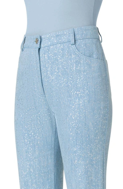 Akris Punto Cali Metallic Speck Bootcut-leg Ankle Denim Pants In Pale Blue Denim
