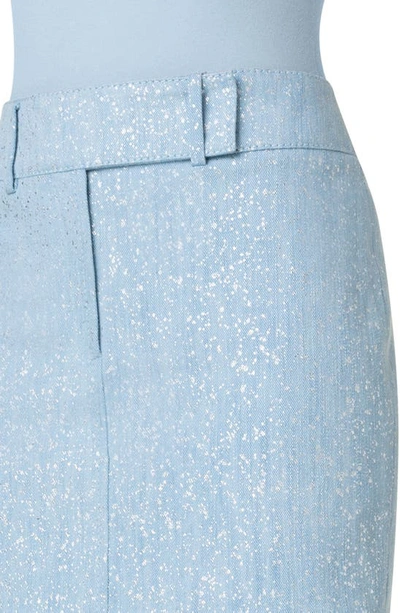 Shop Akris Punto Sparkle Cotton Stretch Denim Skirt In 071 Pale Blue Denim