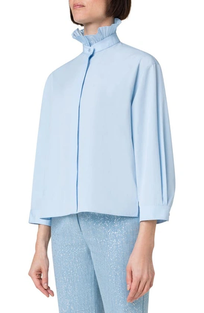 Shop Akris Punto Pleated Collar Blouse In 017 Sky