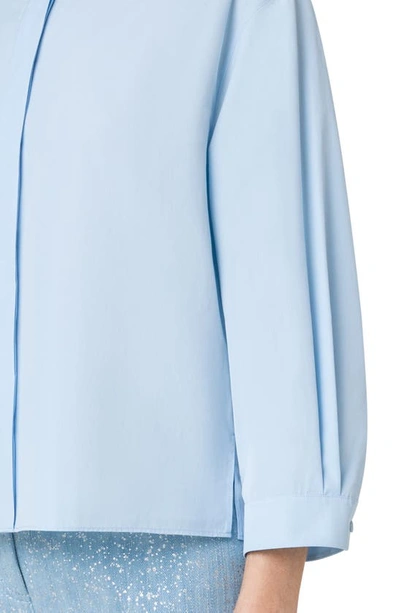 Shop Akris Punto Pleated Collar Blouse In 017 Sky