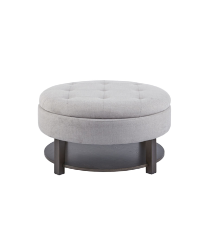 Shop Madison Park Miller Round Storage Ottoman In Gray