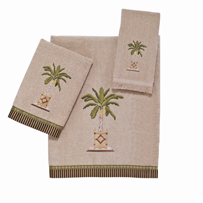 Shop Avanti Banana Palm Embroidered Bath Towel Bedding In Tan/beige