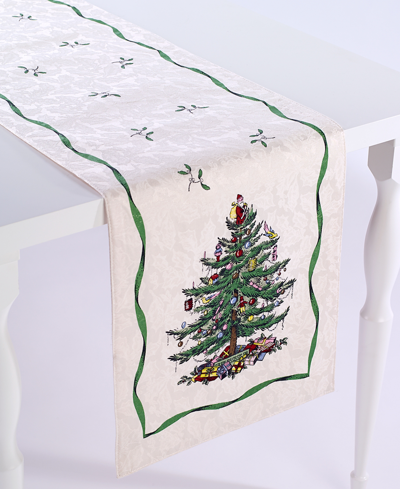 Shop Spode Christmas Tree Ivory/green 108" Runner In Ivory/cream