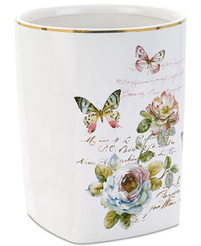 Shop Avanti Butterfly Garden Ceramic Wastebasket In White