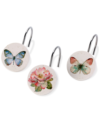 Shop Avanti Butterfly Garden Ceramic 12-pc. Shower Curtain Hooks In White