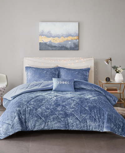 Shop Intelligent Design Felicia Velvet 3-pc. Comforter Set, Twin/twin Xl In Blue