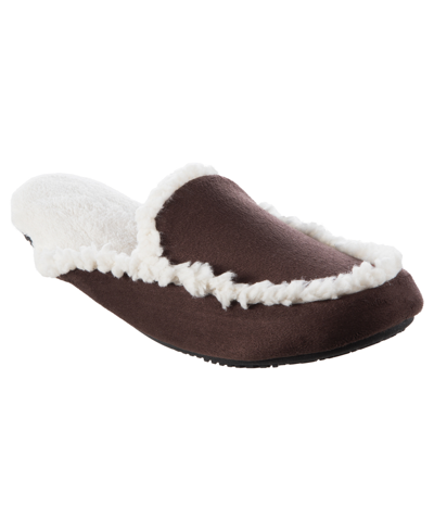Shop Isotoner Signature Isotoner Microsuede Alex Scuff With 360 Surround Memory Foam Slipper, Online Only In Brown