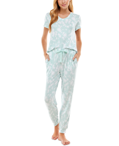 Shop Roudelain V-neck T-shirt & Jogger Pants Pajama Set In Blue
