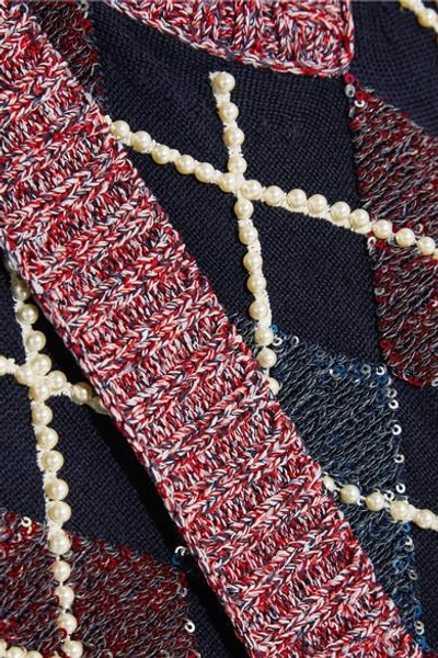 Shop Marc Jacobs Embellished Wool-blend Top