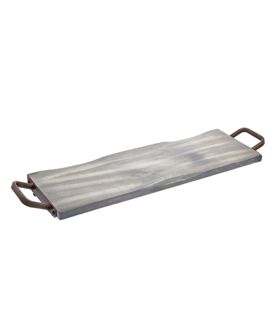 Shop Godinger Grey Wash Wood & Metal 26" Rectangular Tray In Gray