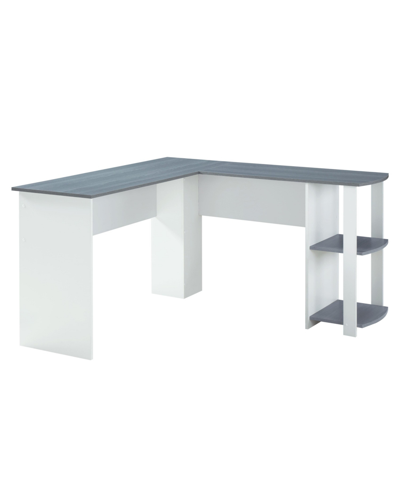 Shop Rta Products Techni Mobili Modern L-shaped Desk W/ Side Shelves In Gray