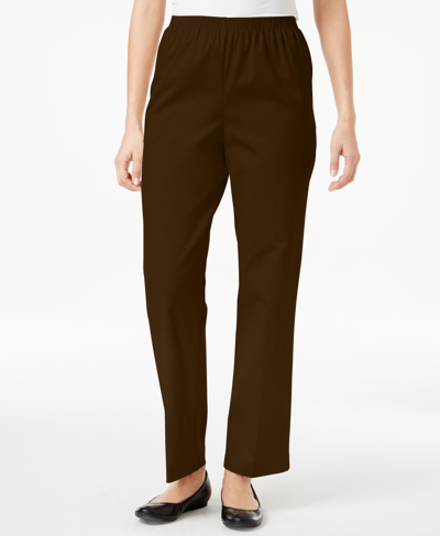 Shop Alfred Dunner Classics Twill Pull-on Pants In Brown