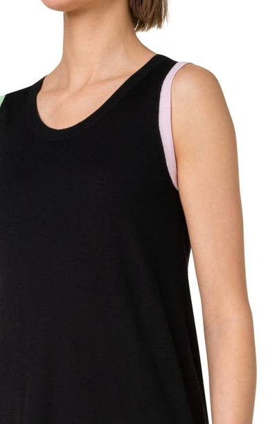 Akris Punto Colorblock Trim Knit Tank Top In 956 Black-multicolor