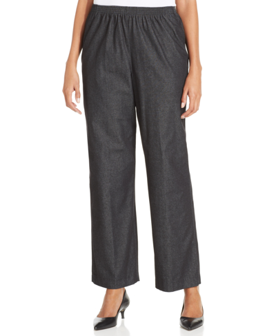 Shop Alfred Dunner Classics Pull-on Denim Pants In Petite And Petite Short In Gray