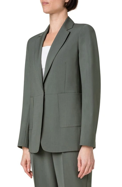 Shop Akris Punto Cool Stretch Wool Blazer In 058 Olive