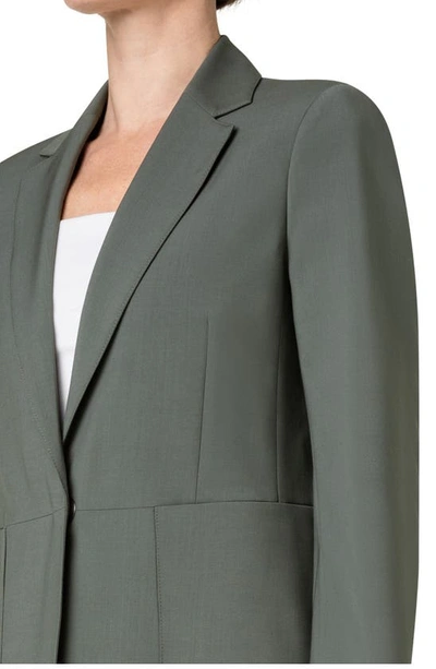 Shop Akris Punto Cool Stretch Wool Blazer In 058 Olive