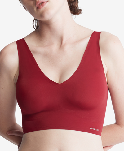 Shop Calvin Klein Invisibles Comfort V-neck Comfort Bralette Qf4708 In Red