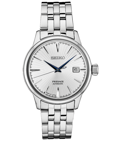 Shop Seiko Men's Automatic Presage Stainless Steel Bracelet Watch 40.5mm In White