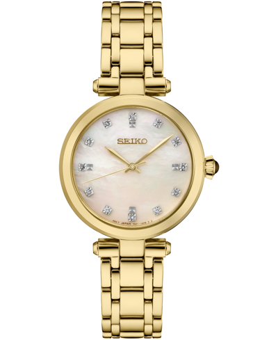 Shop Seiko Women's Diamond (1/8 Ct. T.w.) Gold-tone Stainless Steel Bracelet Watch 30mm