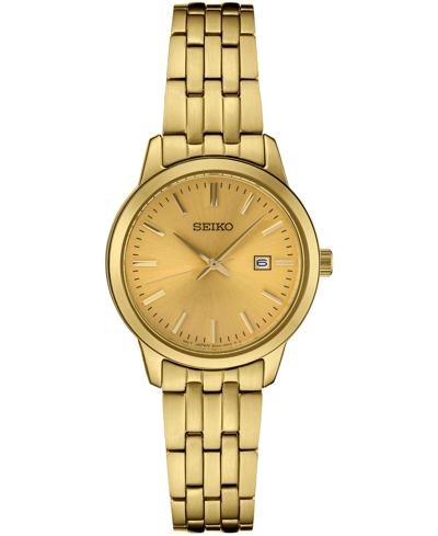 Shop Seiko Women's Essential Gold-tone Stainless Steel Bracelet Watch 30mm In Tan/beige