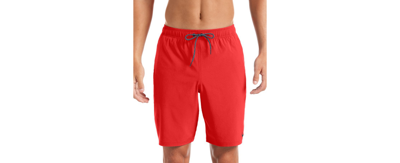 Shop Nike Men's Contend Water-repellent Colorblocked 9" Swim Trunks In Red