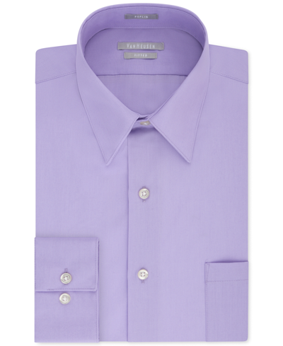Shop Van Heusen Men's Athletic Fit Poplin Dress Shirt In Purple