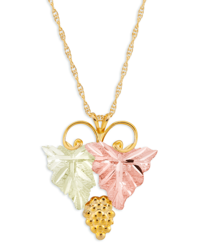 Shop Black Hills Gold Grape And Leaf Pendant In 10k Yellow Gold With 12k Rose And Green Gold