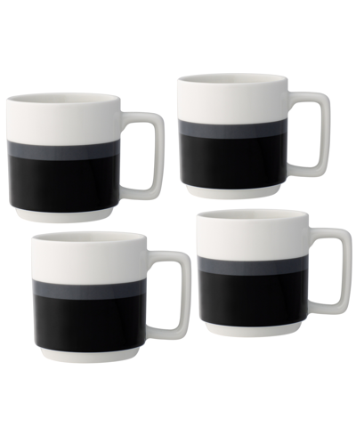 Shop Noritake Colorstax Stripe Mugs, Set Of 4 In Black