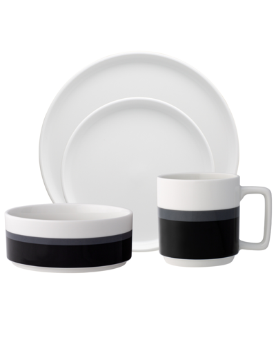 Noritake Colorstax Stripe Place Setting, 4 Piece In Black