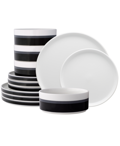 Shop Noritake Colorstax Stripe 12 Piece Dinnerware Set In Black