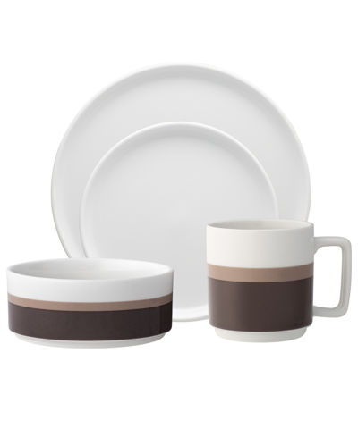 Shop Noritake Colorstax Stripe Place Setting, 4 Piece In Brown