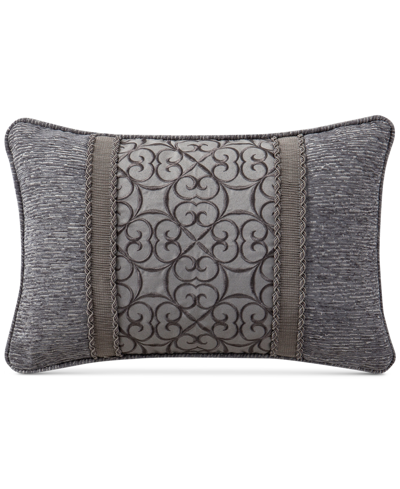 Shop Waterford Closeout!  Carrick Reversible 12" X 18" Embroidered Breakfast Decorative Pillow Bedding In Silver