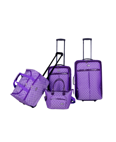 Shop American Flyer Signature 4 Piece Luggage Set In Purple