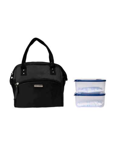 Shop Kathy Ireland Leah Wide Mouth Lunch Tote Bag, Set Of 3 In Black