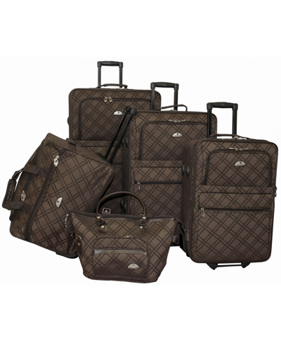 Shop American Flyer Pemberly Buckles 5 Piece Luggage Set In Brown