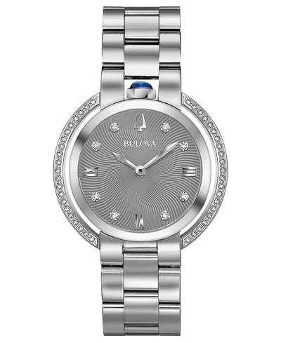 Shop Bulova Women's Rubaiyat Diamond (1/4 Ct. T.w.) Stainless Steel Bracelet Watch 35mm In White