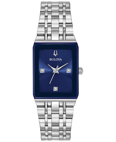 Shop Bulova Women's Futuro Diamond-accent Stainless Steel Bracelet Watch 21x32mm, Created For Macy's In White