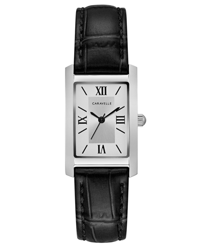 Shop Caravelle Designed By Bulova Women's Black Leather Strap Watch 21x33mm Women's Shoes In White