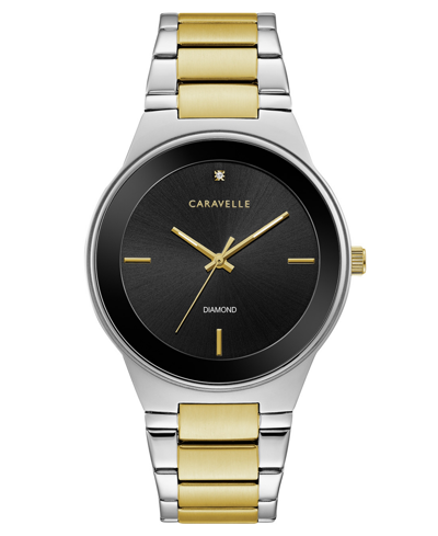 Shop Caravelle Designed By Bulova Men's Diamond-accent Two-tone Stainless Steel Bracelet Watch 40mm Women's Shoes In White