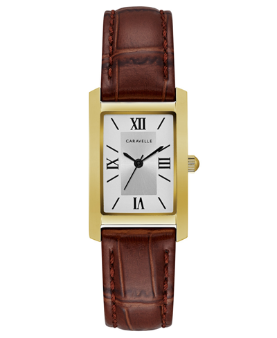Shop Caravelle Designed By Bulova Women's Brown Leather Strap Watch 21x33mm Women's Shoes In White