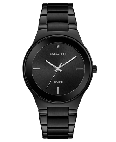 Shop Caravelle Designed By Bulova Men's Diamond-accent Black Stainless Steel Bracelet Watch 40mm Women's Shoes In White