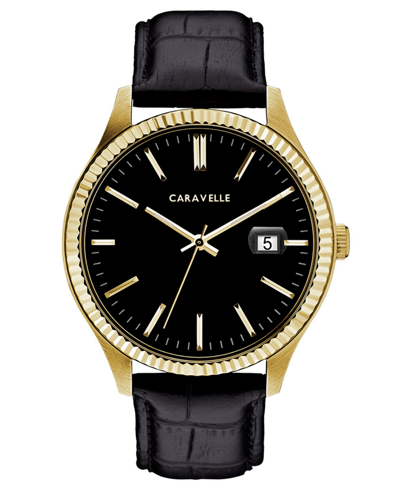 Shop Caravelle Designed By Bulova Men's Black Leather Strap Watch 41mm Women's Shoes In White