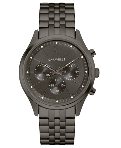 Shop Caravelle Designed By Bulova Men's Chronograph Gunmetal Stainless Steel Bracelet Watch 41mm Women's Shoes In White