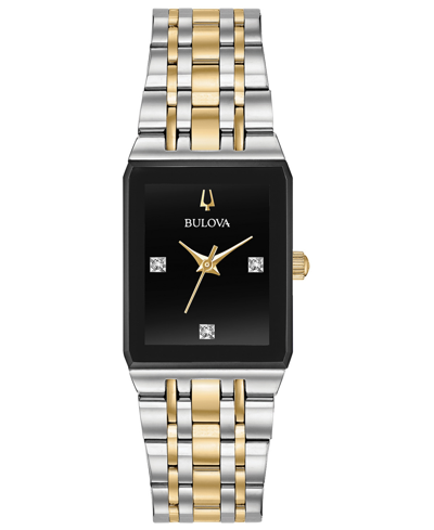 Shop Bulova Women's Futuro Diamond-accent Two-tone Stainless Steel Bracelet Watch 20.5x32mm, Created For Macy's In White