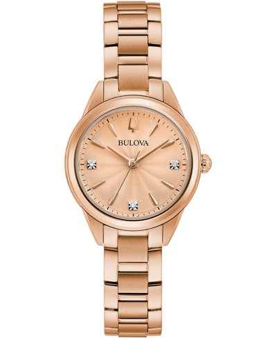 Shop Bulova Women's Sutton Diamond-accent Rose Gold-tone Stainless Steel Bracelet Watch 28mm
