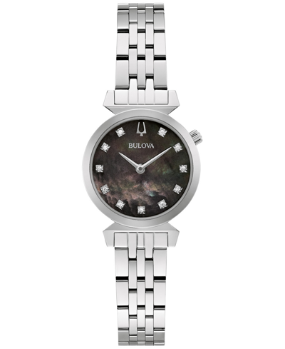 Shop Bulova Women's Classic Regatta Diamond-accent Stainless Steel Bracelet Watch 24mm In Silver