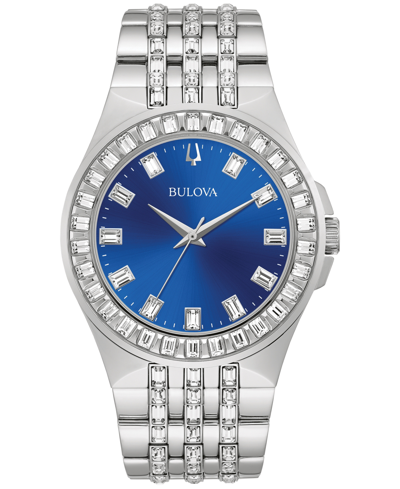 Shop Bulova Men's Phantom Crystal Stainless Steel Bracelet Watch 42mm In Silver