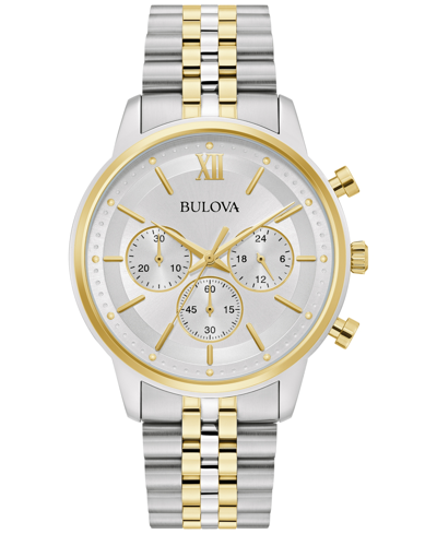 Shop Bulova Men's Classic Chronograph Two-tone Stainless Steel Bracelet Watch 41mm, Created For Macy's Women's S
