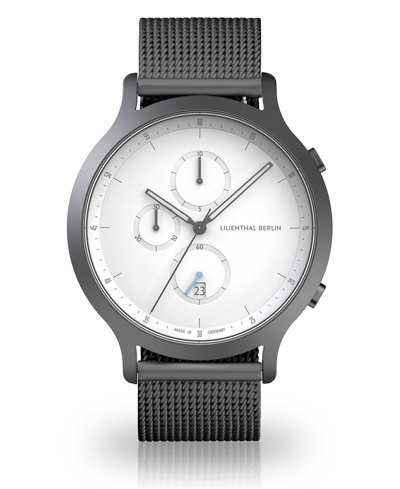 Shop Lilienthal Berlin Silver Chronograph With Sliver-tone Stainless Steel Mesh Bracelet Watch, 42mm