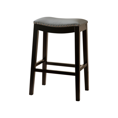 Shop Abbyson Living Jaden Bonded Leather Saddle Bar Stool In Gray